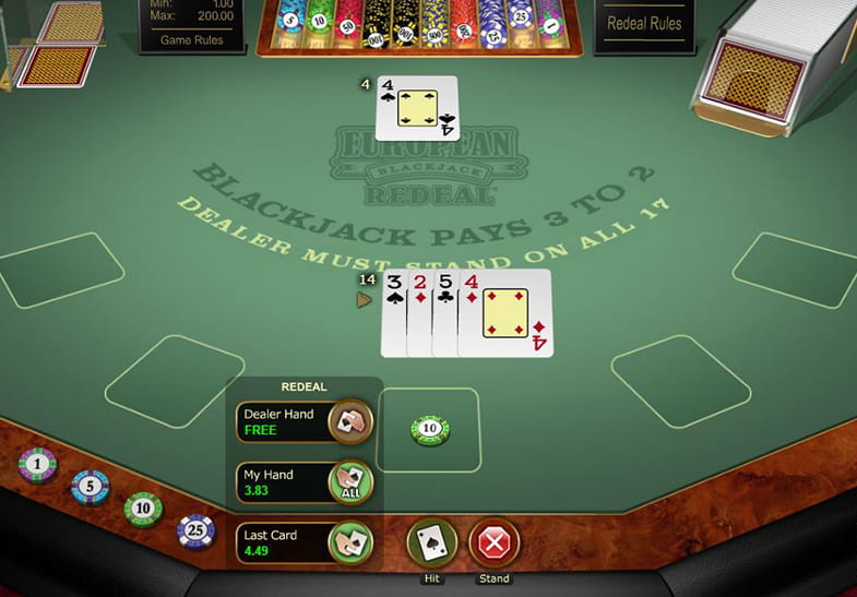 Play European Blackjack Redeal Gold in Demo Mode